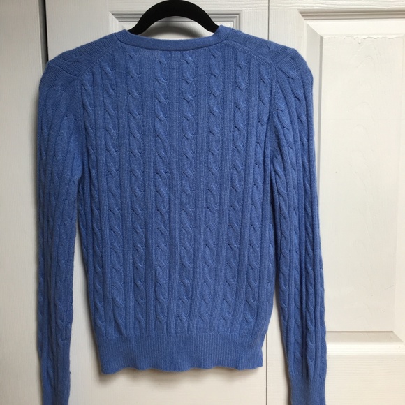J CREW Cambridge Blue Cable Cardigan Sweater Top - Picture 2 of 4